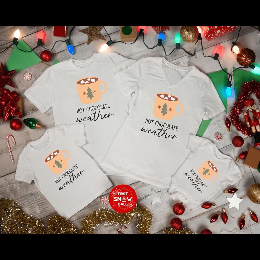 Hot Chocolate Weather T-shirt, Cozy Holiday Graphic Tee, Winter Festive Shirt
